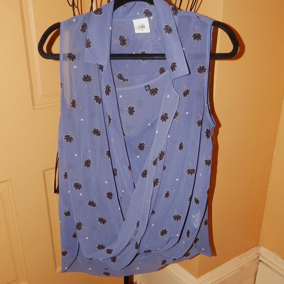 Ladies CAbi Front Draped Blouse with Attached Cami - Size M - Open Collar - Picture 2 of 9